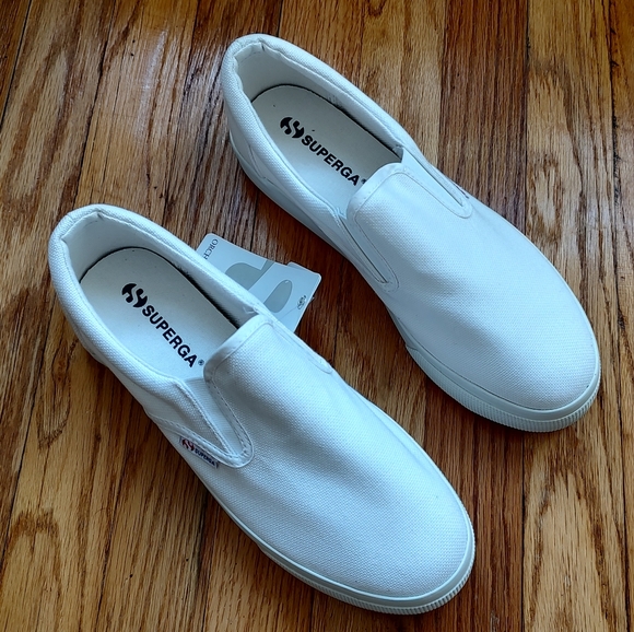 Superga 2306 Cotu Sneakers Slip On White Canvas Fabric Logo Platform 10 - Picture 9 of 16